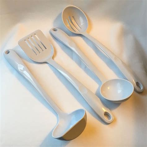 Vintage Melamine Ware Cooking Utensils White Slotted Turner Etsy