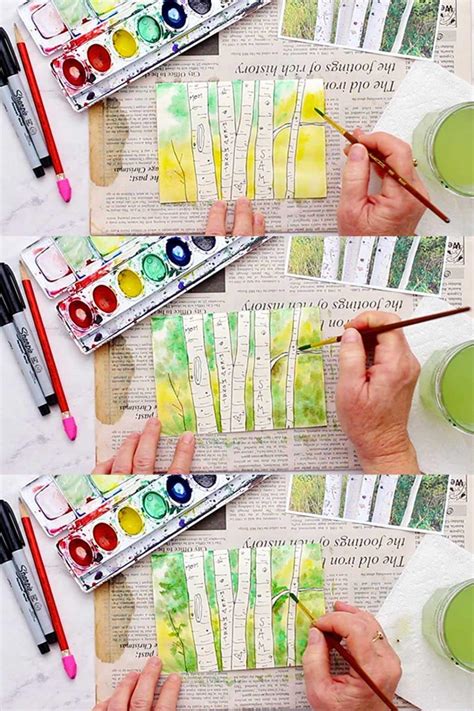 Easy How To Paint Aspen Trees In Watercolor Welcome To Nana S