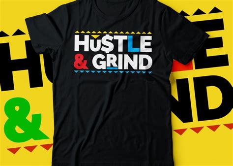 Hustle Grind Repeated COLOURFUL Text Tshirt Design Hustlers Design