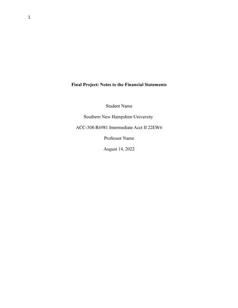 7 1 Final Project Notes To The Financial Statements Final Project