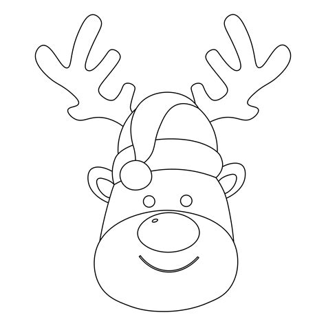 Christmas Reindeer Face Coloring Pages Sketch Coloring Page