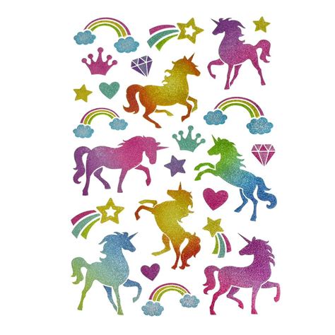 Mythical Rainbow Unicorn Glitter Glam Stickers, 24-Piece - Walmart.com