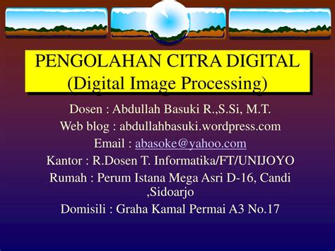 PPT PENGOLAHAN CITRA DIGITAL Digital Image Processing PowerPoint