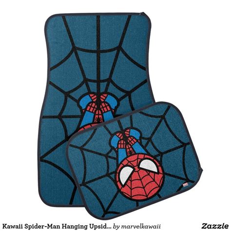 Kawaii Spider Man Hanging Upside Down Car Floor Mat Zazzle Kawaii