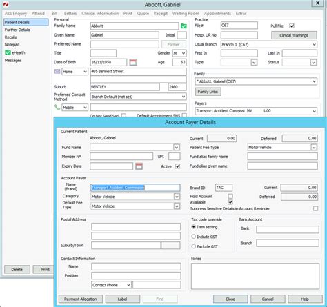 Add 3rd party payer (e.g.TAC) | zedmed