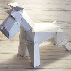 Schnauzer Sculpture Papercraft Template Origami Home Decor Paper