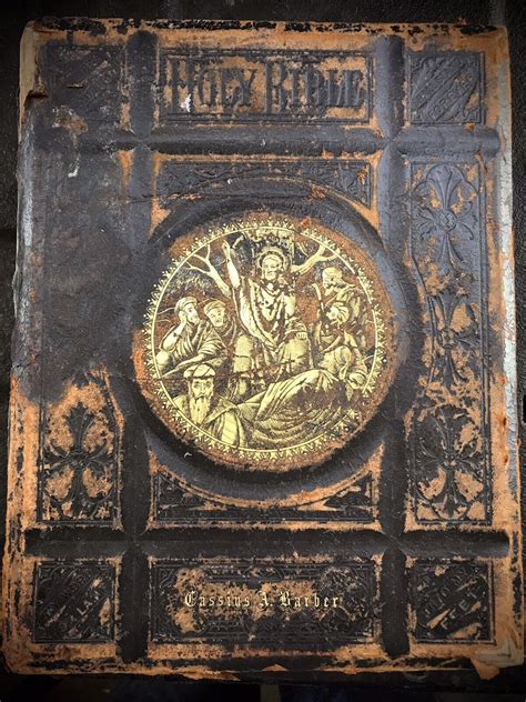 Antique Book 1873 Glit Tooled Leather Pictoral Holy Bible Color Engravings Antique Price