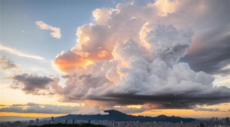 Premium Ai Image Sunset Afternoon Cloudy Sky Over The City Skylines