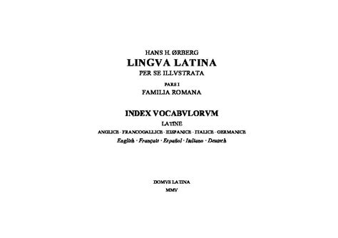 Lingua Latina Per Se Illustrata Pars Familia Romana Index Vocabulorum PDF Srfbe Ub
