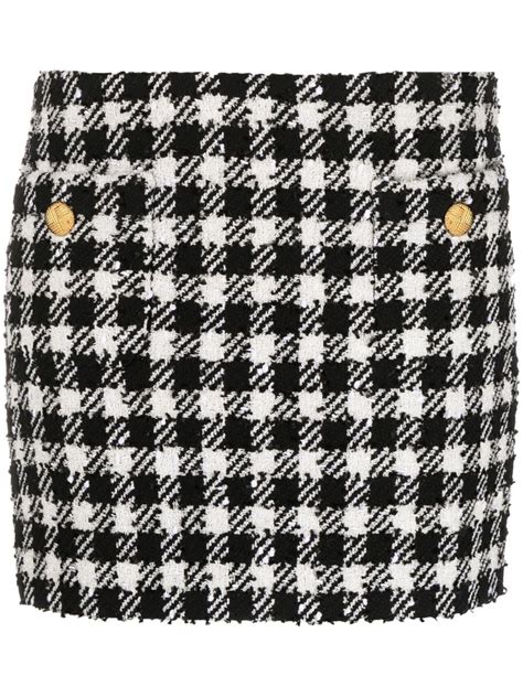 Alessandra Rich Check Pattern Tweed Miniskirt Farfetch