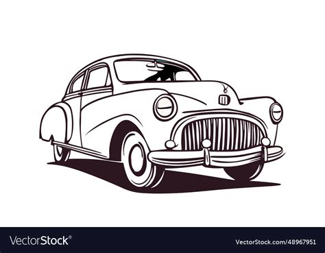 Stylish abstract retro car line art drawing Vector Image