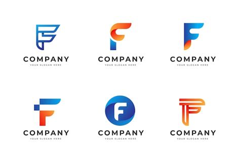 Conjunto de colección de plantillas de diseño de logotipo de letra f