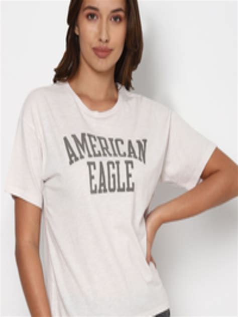 Buy American Eagle Outfitters Women Off White Typography Printed T