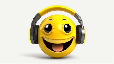 O Emoji Smiley Listen Music Apresenta Um Rosto Amarelo Olhos Usando