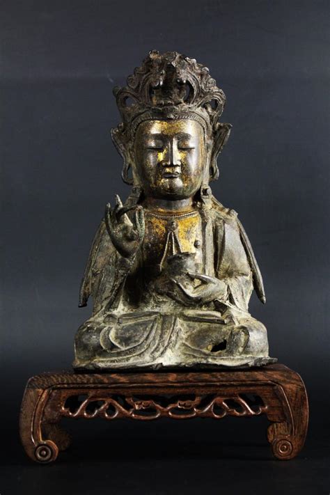 GILT BRONZE BUDDHA GUAN YIN FROM MING DYNASTY