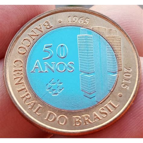 Moeda 1 Real Banco Central 50 Anos Cunho Marcado 02 Shopee Brasil