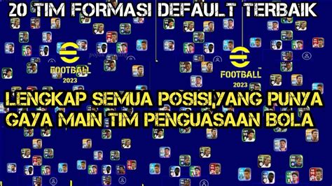 INILAH 20 TIM FORMASI TERBAIK POSISI LENGKAP PUNYA GAYA MAIN TIM