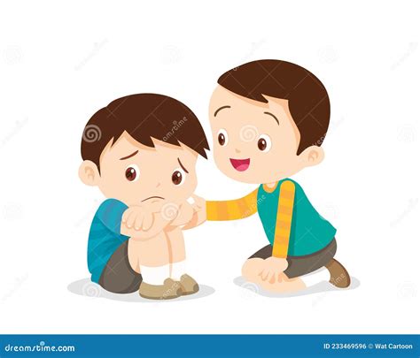 Boy Consoling His Sad Friend Stock Vector Illustration Of Comforting