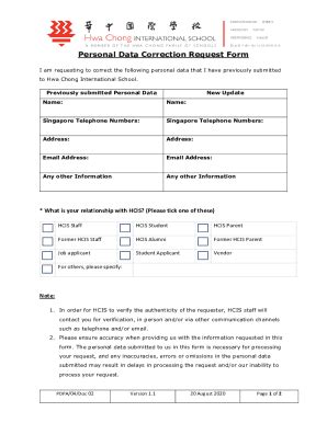 Fillable Online PERSONAL DATA ACCESS CORRECTION REQUEST Fax Email