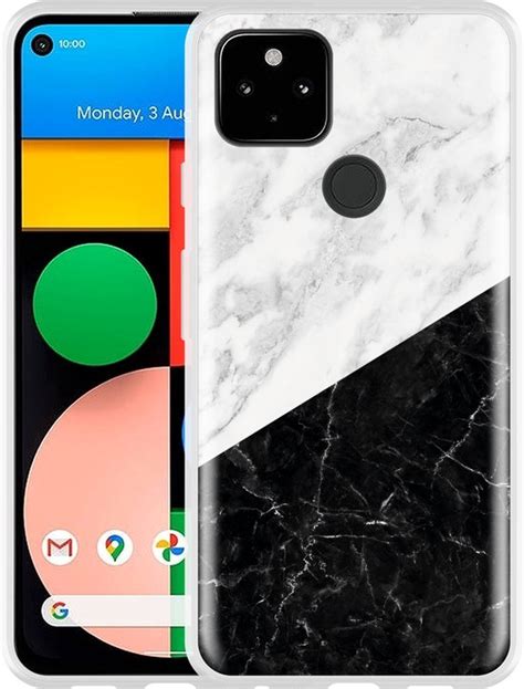 Google Pixel 4a 5G Hoesje Zwart Wit Marmer Designed By Cazy Bol