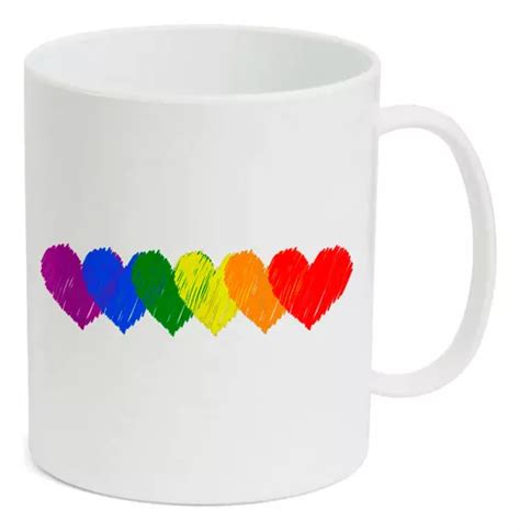 Caneca Infantil Branca Cib1 Lgbt Sequencia Corações Orgulho