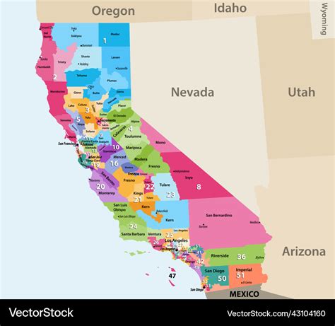 Californias Congressional Districts High Detailed Vector Image