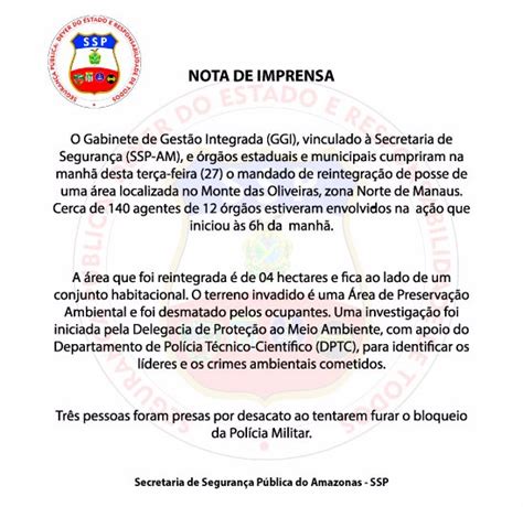 Nota De Imprensa Ssp