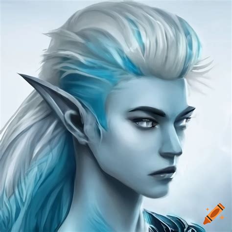 Male Sea Elf With Grey Blue Skin And Platinum Blonde Hair On Craiyon