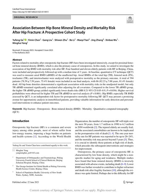 Pdf Association Between Hip Bone Mineral Density And Mortality Risk