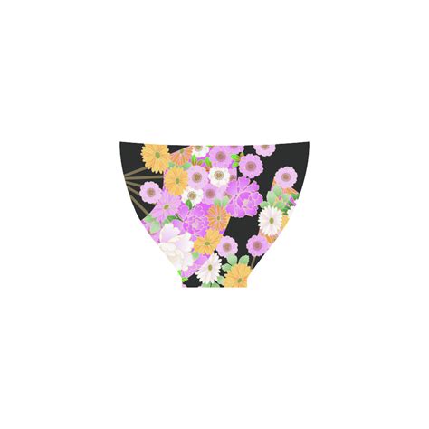 Flower Fans Cute Pink Japanese Floral Pattern Custom Bikini Swimsuit Id D