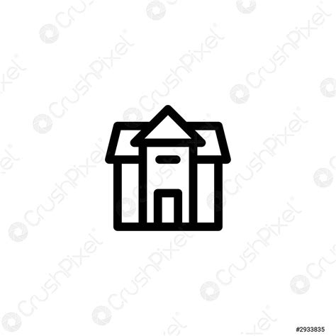 Icono Del Edificio De La Escuela Con Estilo De Contorno Vector De