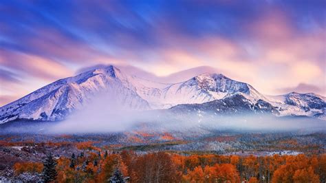 Wallpaper X Px Clouds Fall Forest Landscape Long