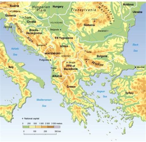 Physical Map Of Europe Balkan Peninsula