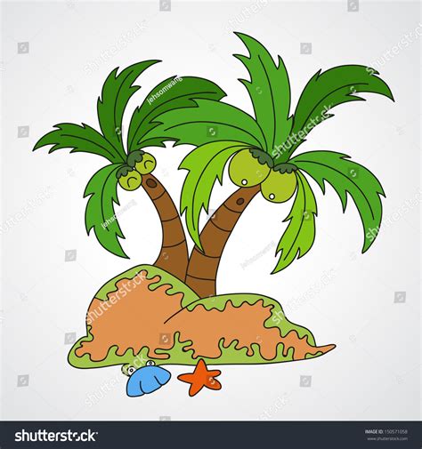 Illustration Isolated Two Coconut Trees Vector Vector De Stock Libre