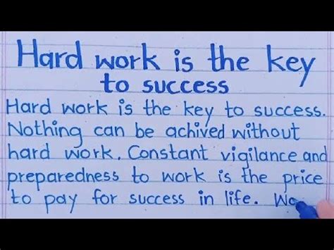 Hard Work Is The Key To Success English Essay On Hardwork Youtube