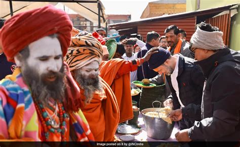 Watch Rahul Gandhi Serves Food To Seers Devotees At Kedarnath Temple