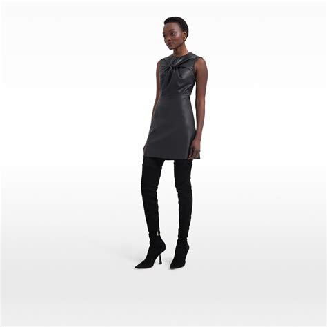 Safiyaa Denise Black Vegan Leather Short Dress Luxury Ready To Wear