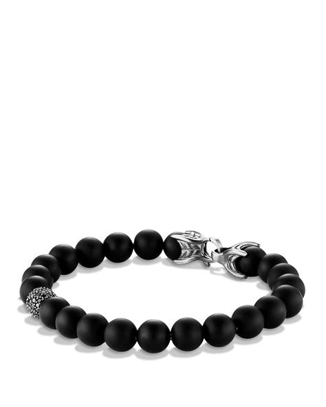 David Yurman Spiritual Beads Bracelet With Black Onyx And Black Diamonds In Black For Men Lyst