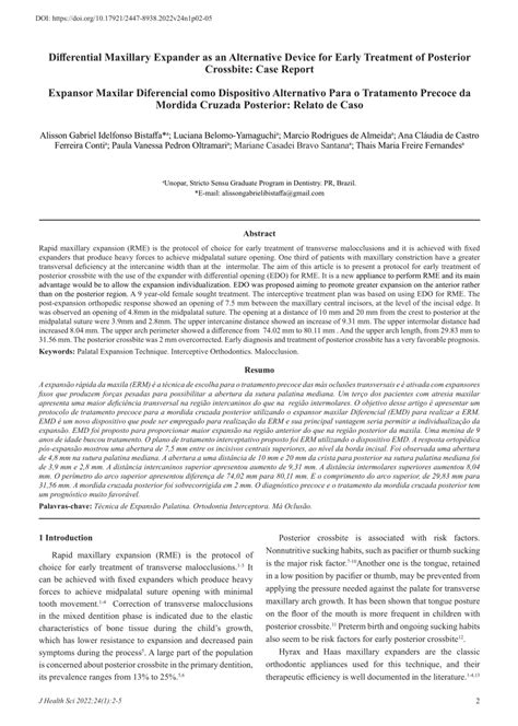 Pdf Differential Maxillary Expander As An Alternative Device For