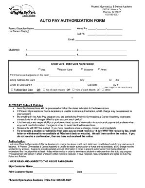 Fillable Online Auto Pay Authorization Form 2012 Doc Fax Email Print