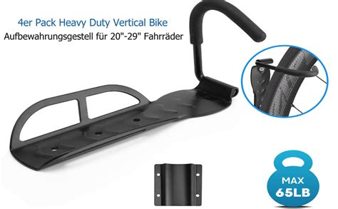 Vousile Fahrradhalter Wandhalterung 4 Stück Fahrrad Garage Haken Mit Reifenabstandshalter Haken