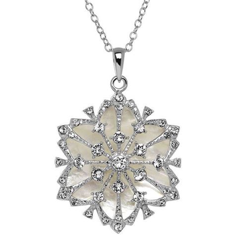 Crystal Accent Mother Of Pearl Sterling Silver Snowflake Pendant