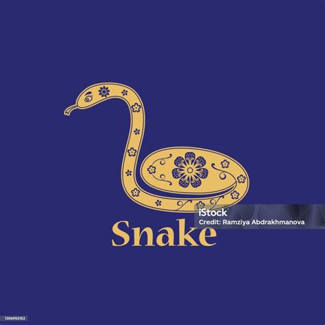 Snake Chinese Horoscope 2025 Year Floral Golden Ornament Animal Symbol ...