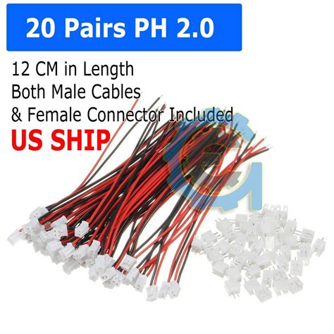 20 SETS Mini Micro JST 2 0 PH 2 Pin Connector Plug With Wires Cables