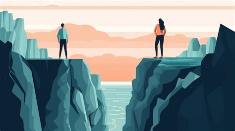 Premium AI Image A Man And Woman Stand On A Cliff Looking Out To Sea