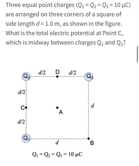 Solved Three Equal Point Charges Q1 Q2 Q3 10μc Are