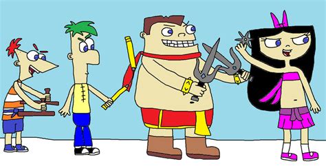 Phineas Ferb Buford And Isabella As Ninjas By Ktcgartworks On Deviantart