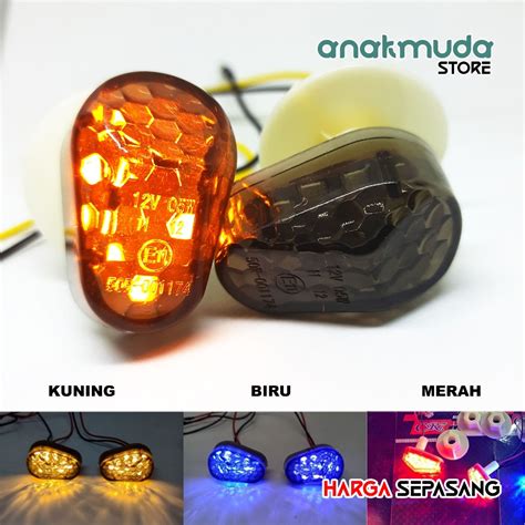 Jual LSF2 Lampu Sein Sen LED Fairing Tempel Motor Cahaya Crystal