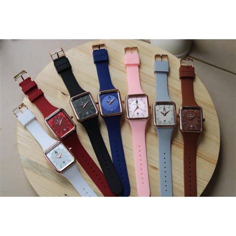 Jual Jam Tangan Wanita Hush Puppies Kotak Rubber Tangal Aktif Shopee