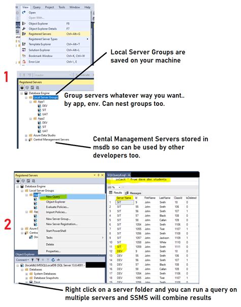 Use Registered Servers In Sql Server Management Studio Ssms For Easy